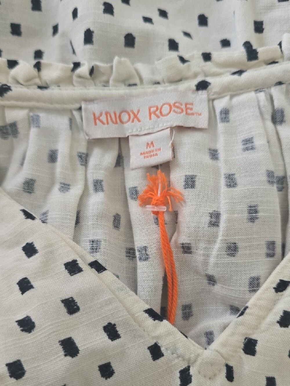 Knox Rose White Dress with Black Dot Print and Trim - Picture 9 of 12
